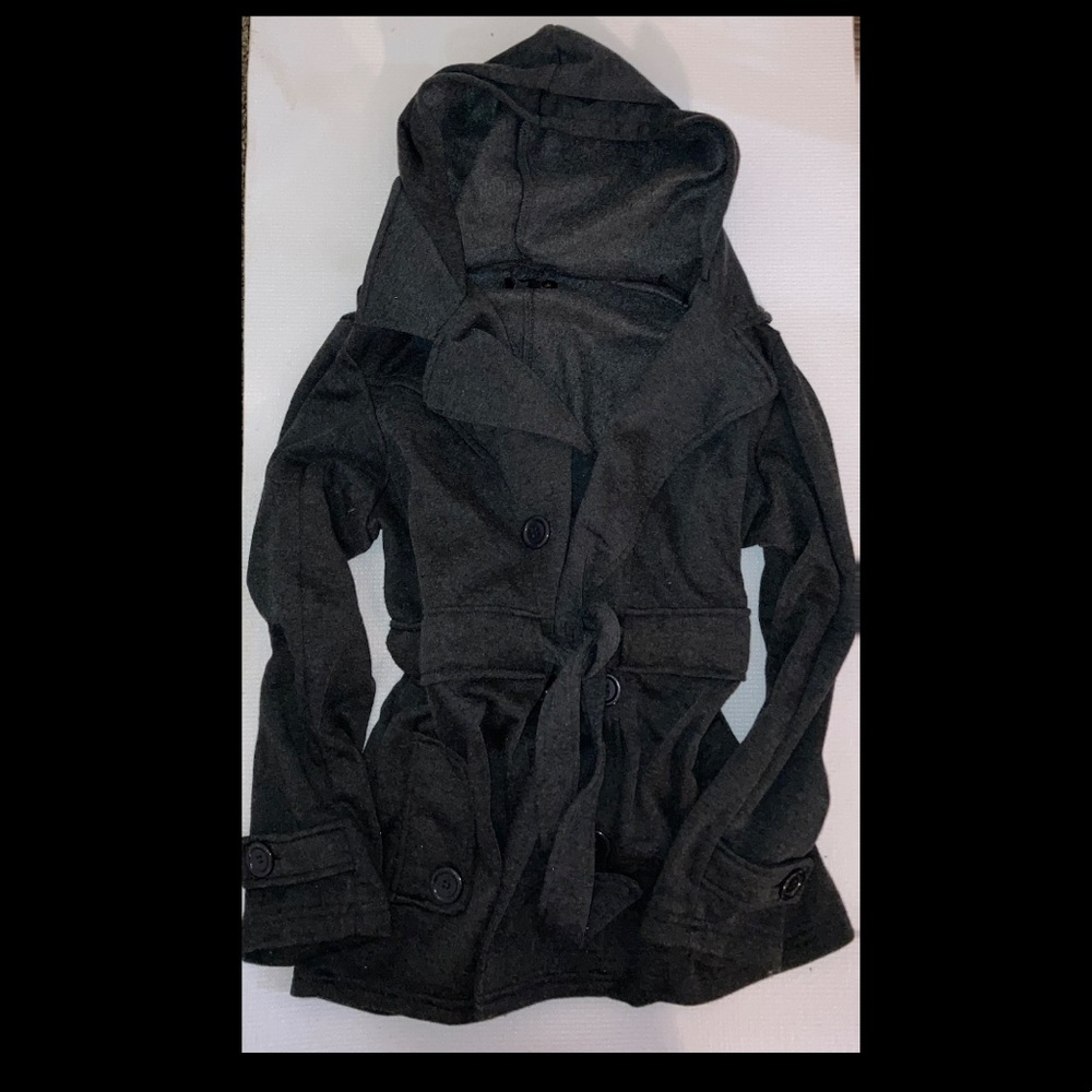 Grey hooded winter coat